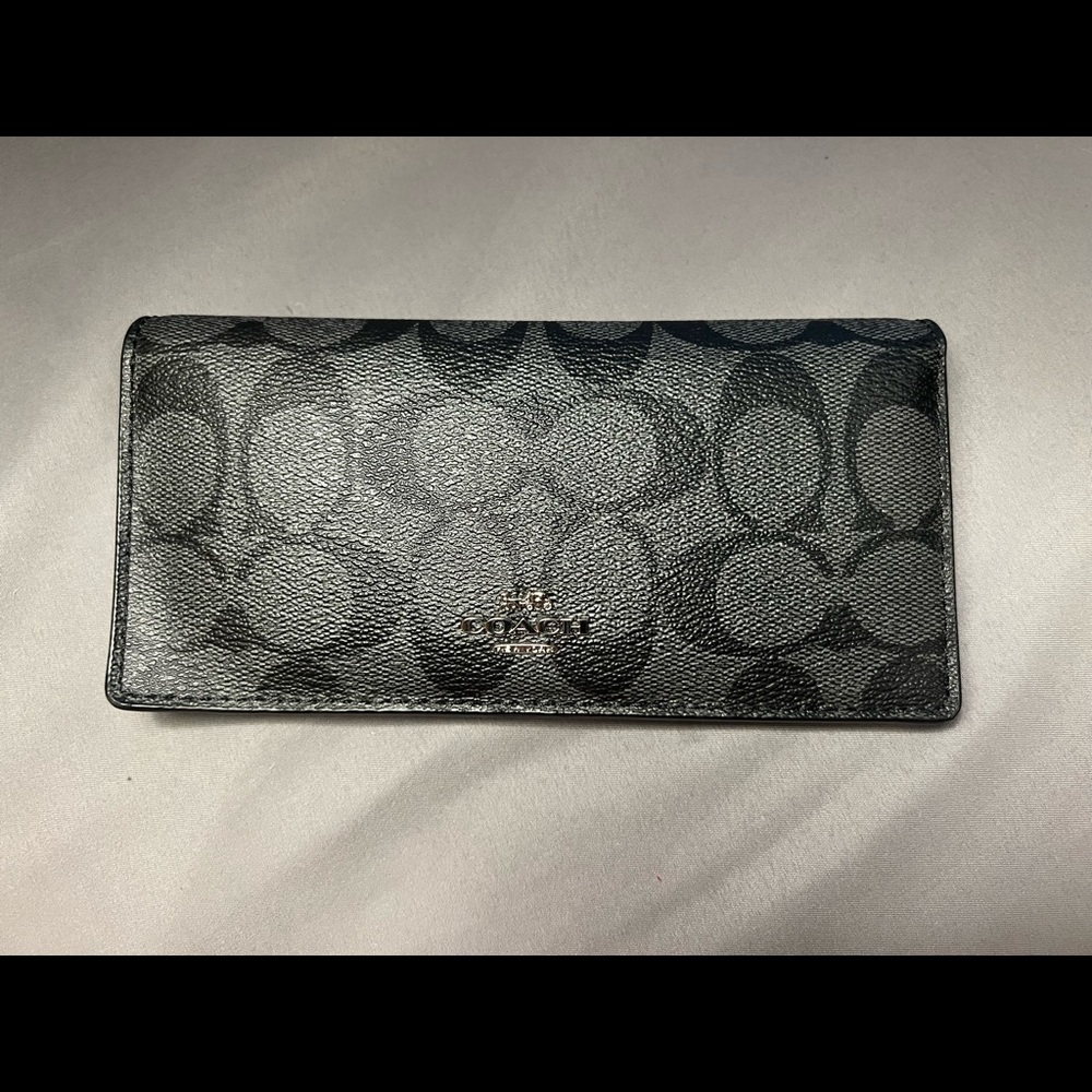Coach Signature Canvas Checkbook Wallet